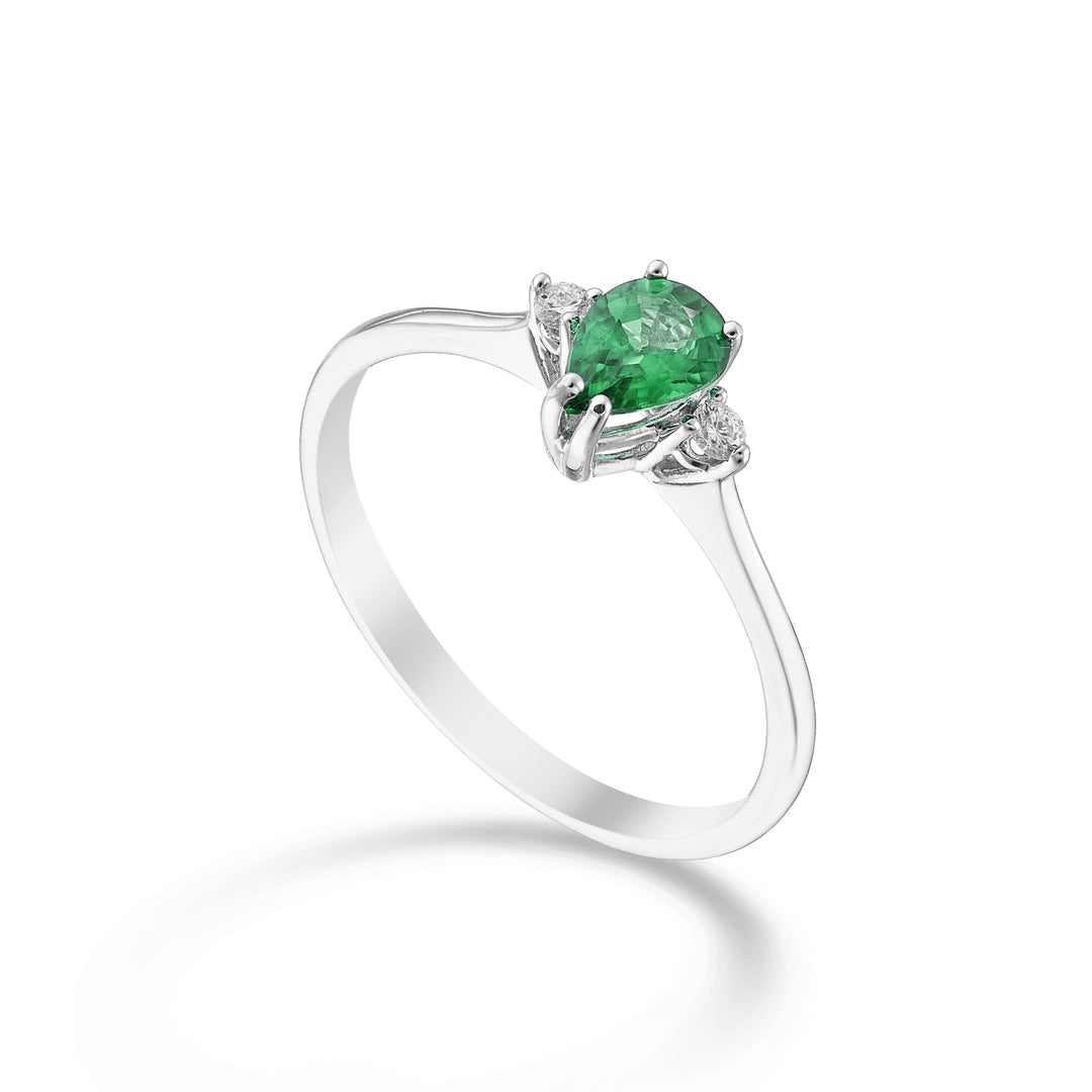 Mikiko une émeraude 9k n. Diamants tombants et latéraux 6x4 MA5217R4SMN032