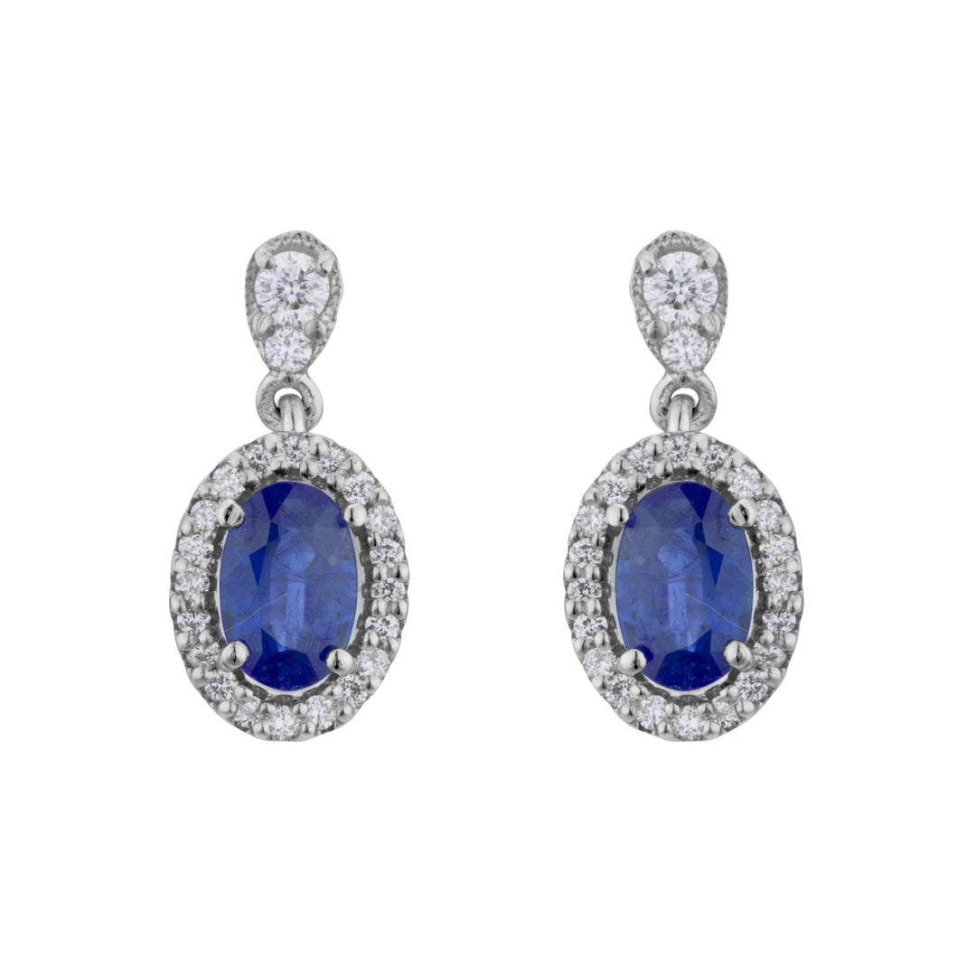 Golay ovale Saphirohrringe 6x4 und Diamantkontur ORB200BS-21193110126