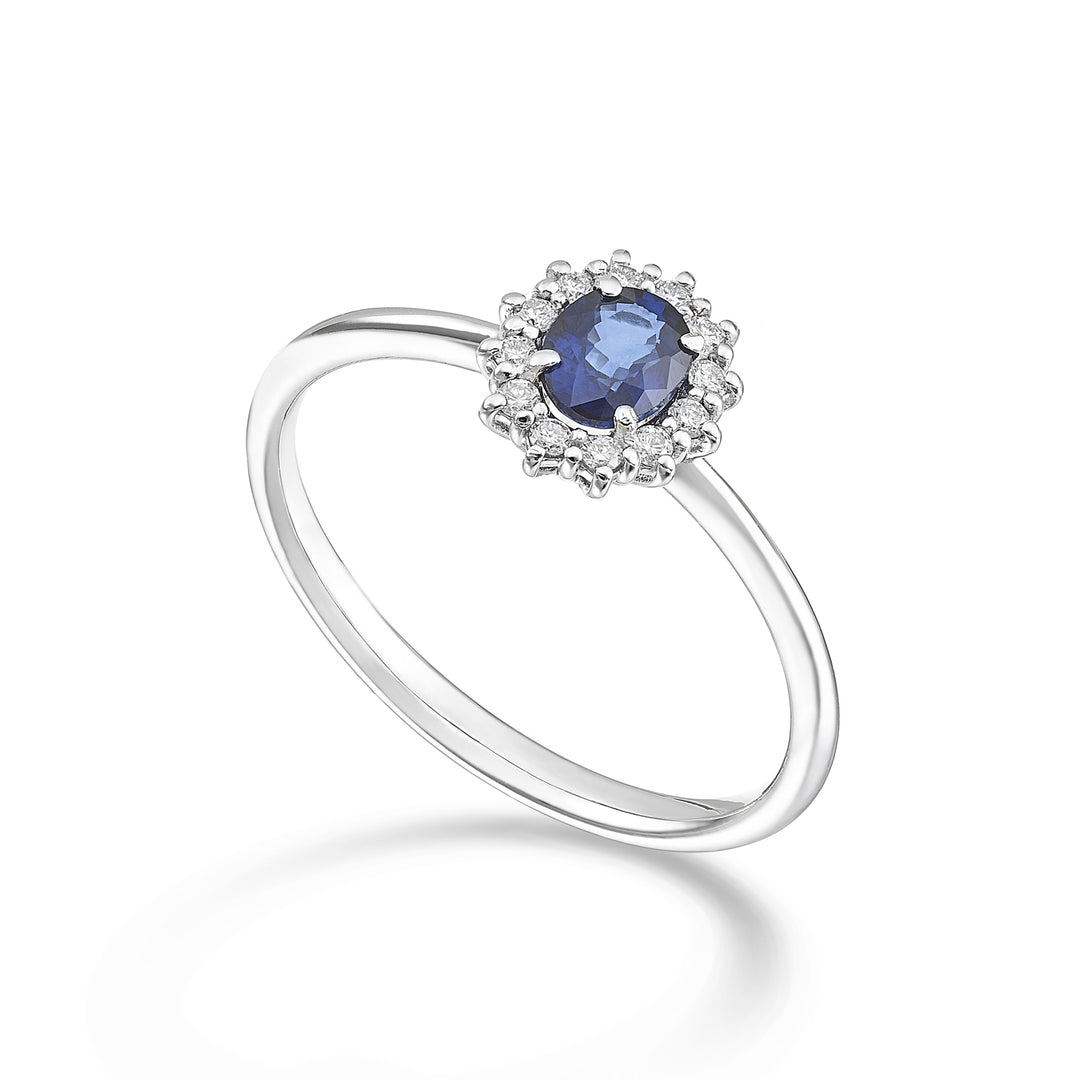 Mikiko, ein 18-karätiger natürlicher Saphir. oval 5x4 ct.0,40 Durchm. 0,10 ct MA5167O4ZFN
