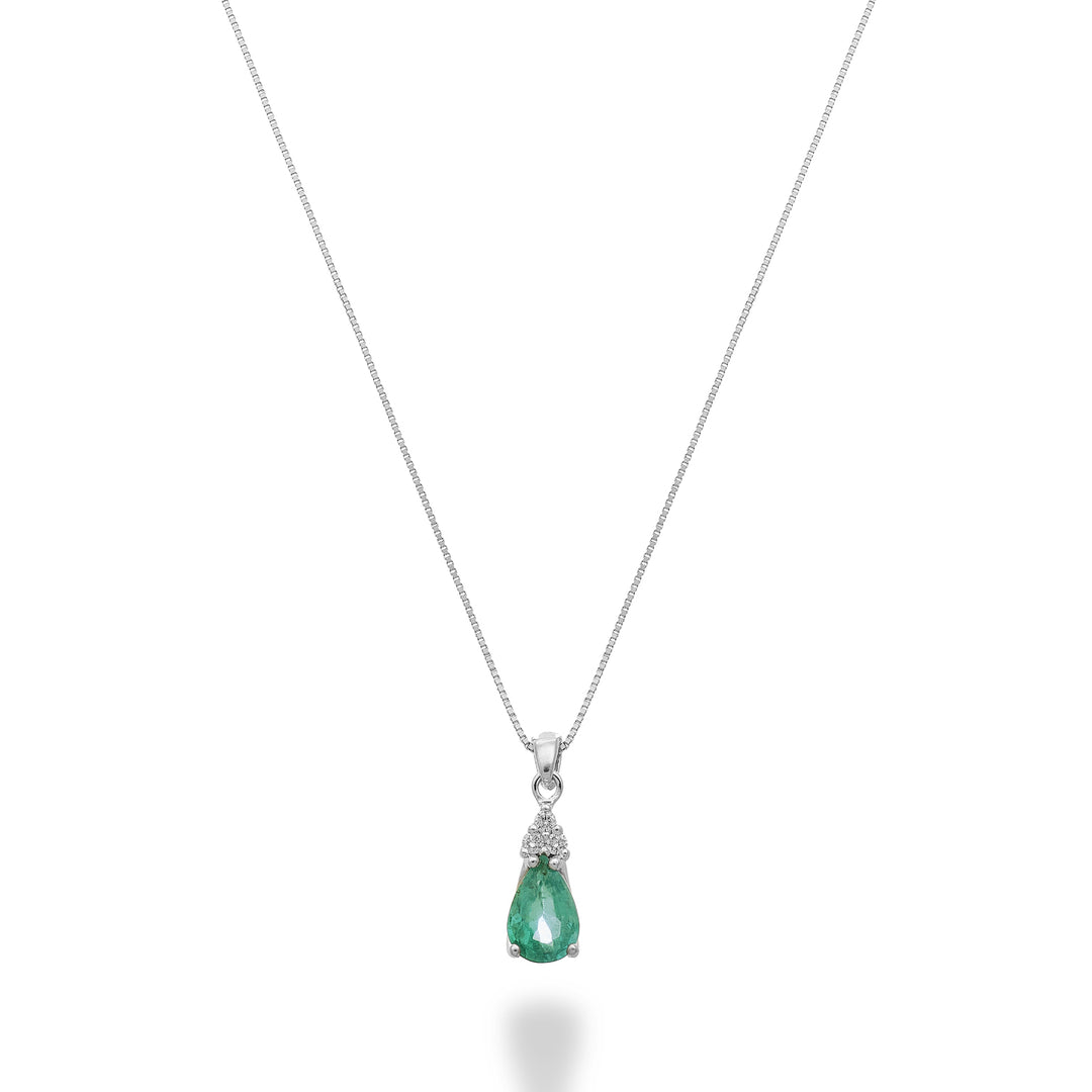Nihama cl 18k Smaragd n. 6x4 Tropfen mit drei Diamanten ND5192O4SMN032
