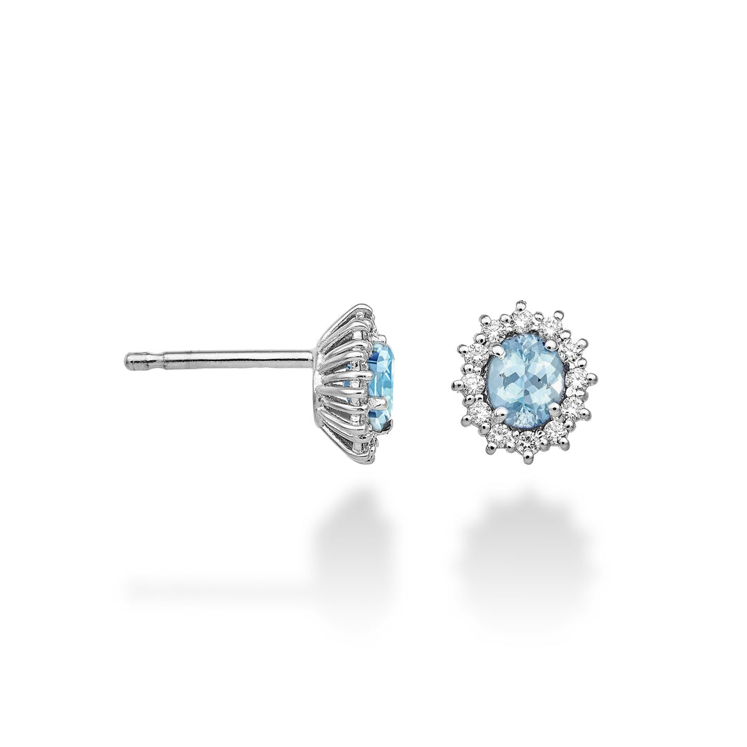 Mikiko ou aigue-marine ovale 18 carats 5x4 ct.0,60 diam. 0,20 ctMO5104O4AM