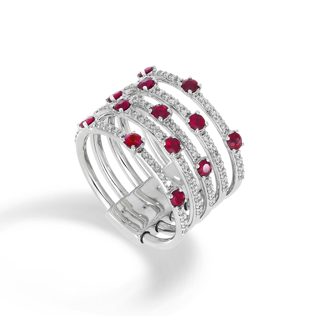 Golay anello multifila cinque file diamanti e rubini ATM001DIRU-21272110051