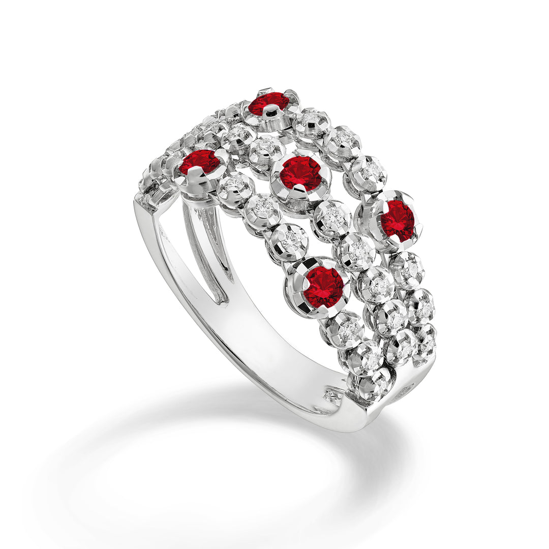 Golay 3-reihiger Ring mit 5 Punktrubinen AMPF003DIRU05-25343110072