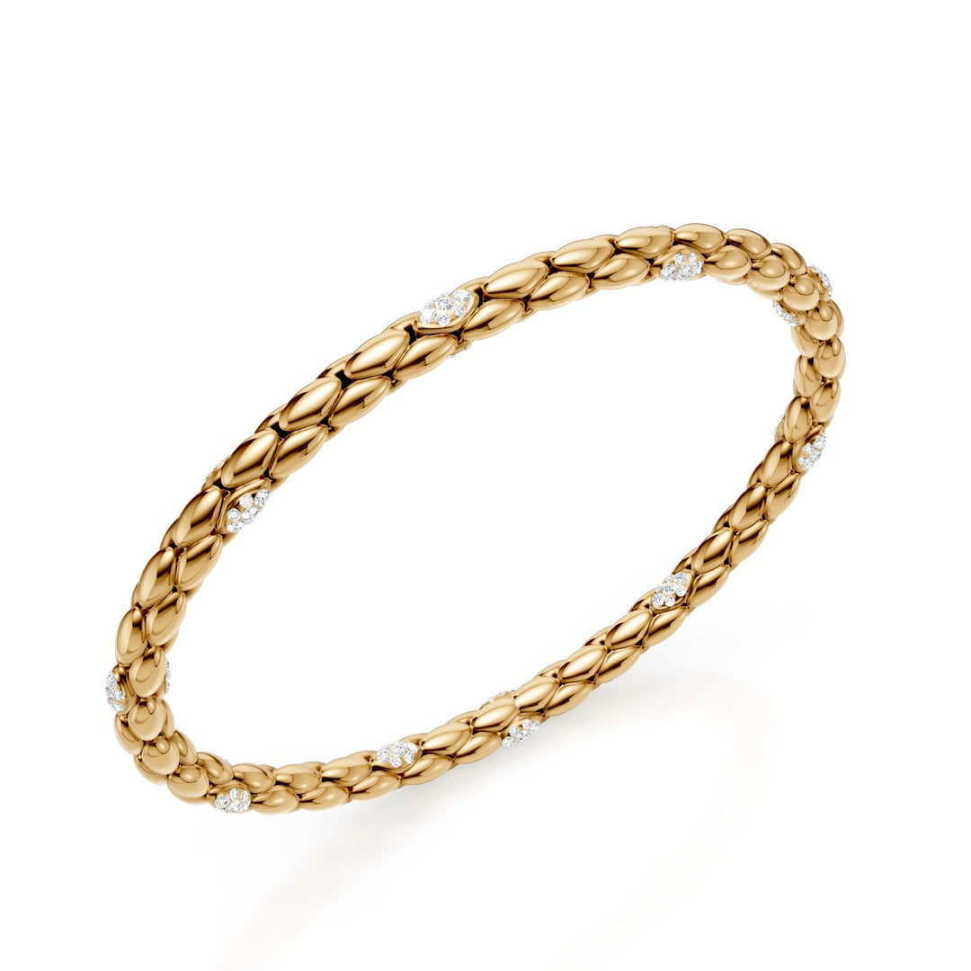 Bracelet Golay en or jaune 9 carats, avec 10 inserts pavés, maillon à chevrons, 17 cm GBR032E10R1DI-170
