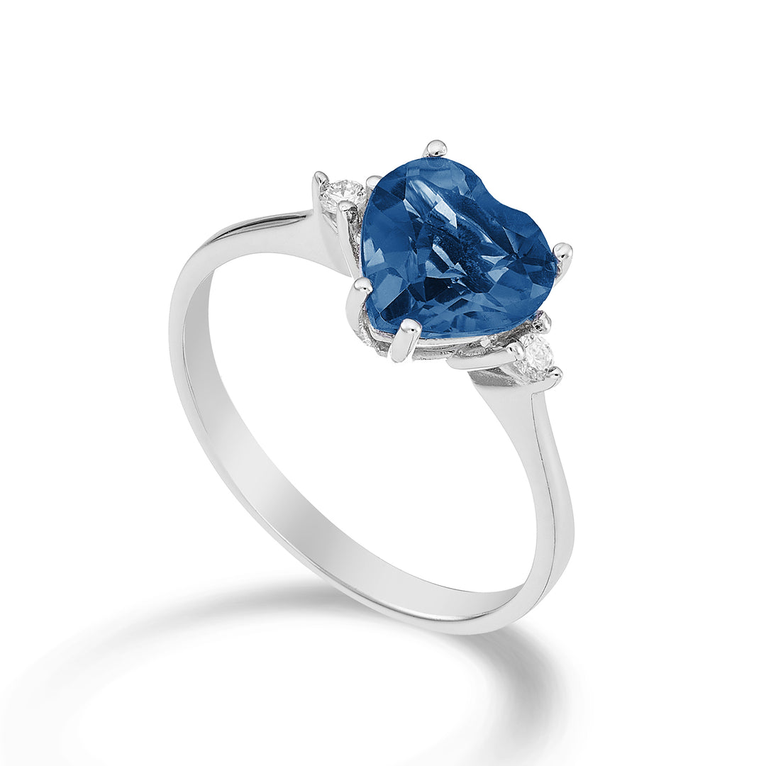 Mikiko un cœur de topaze bleue de Londres 18 carats 8x8 ct.2,00 diam. ct.0,05 MACL198DITPBL88O4