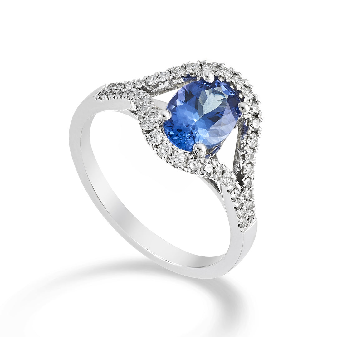 Golay ring with 8x6 oval tanzanite and diamond outline ACLC136DTZ86-22329110028