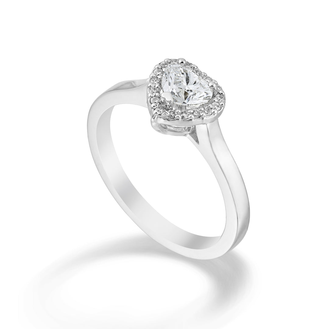 Golay heart diamond ring 0.60 ct with diamond outline ACTHS009DI60-23339110054