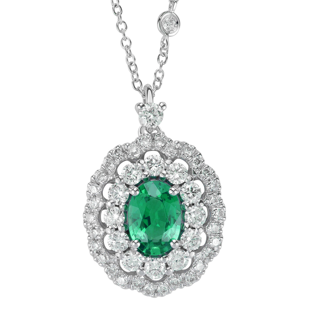 Golay oval emerald necklace 7x5 double cont. diamonds PCLC050DISM-22131110056