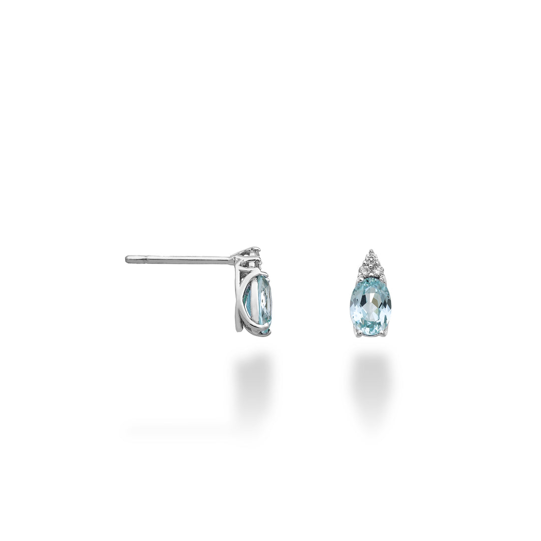Nihama or 18k paraiba tourmaline oval 6x4 and three diamonds NO5171O4PAR