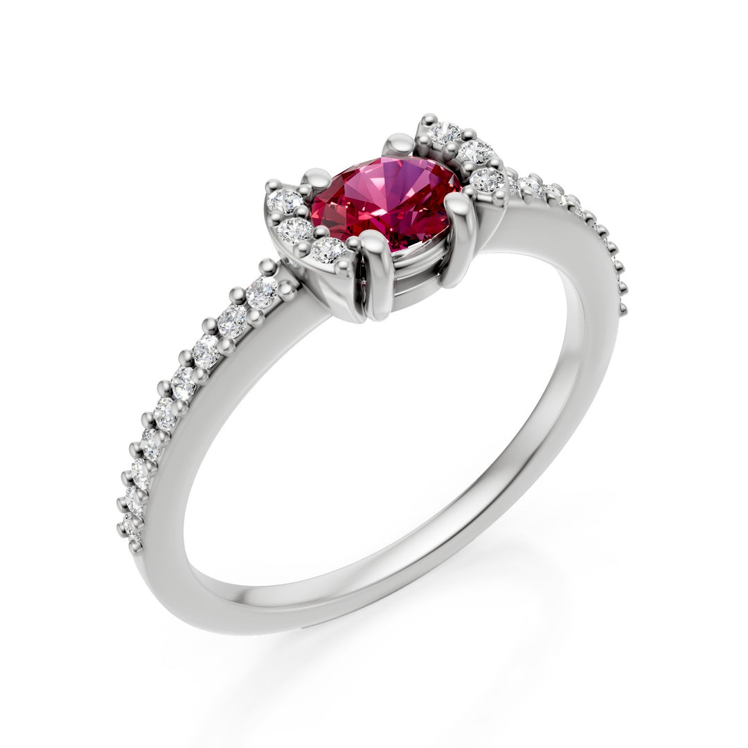 Golay oval ruby ring 5x4, diam lateral shank inc ACLC617DRU54-25016110034