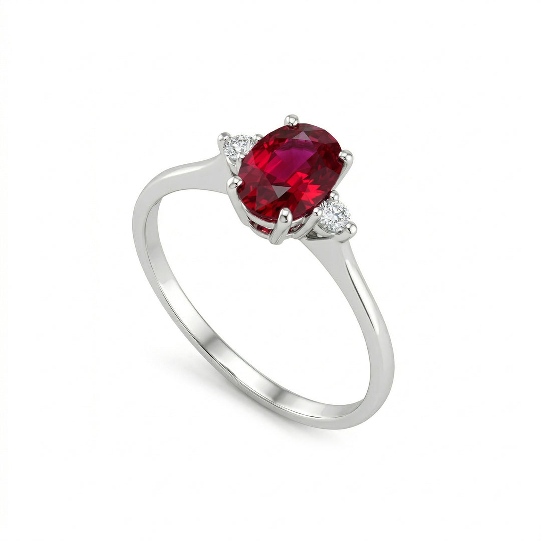 Golay ring with oval ruby 1.25 ct size 7x5 and diamonds ACL092DIRU2-19036110158