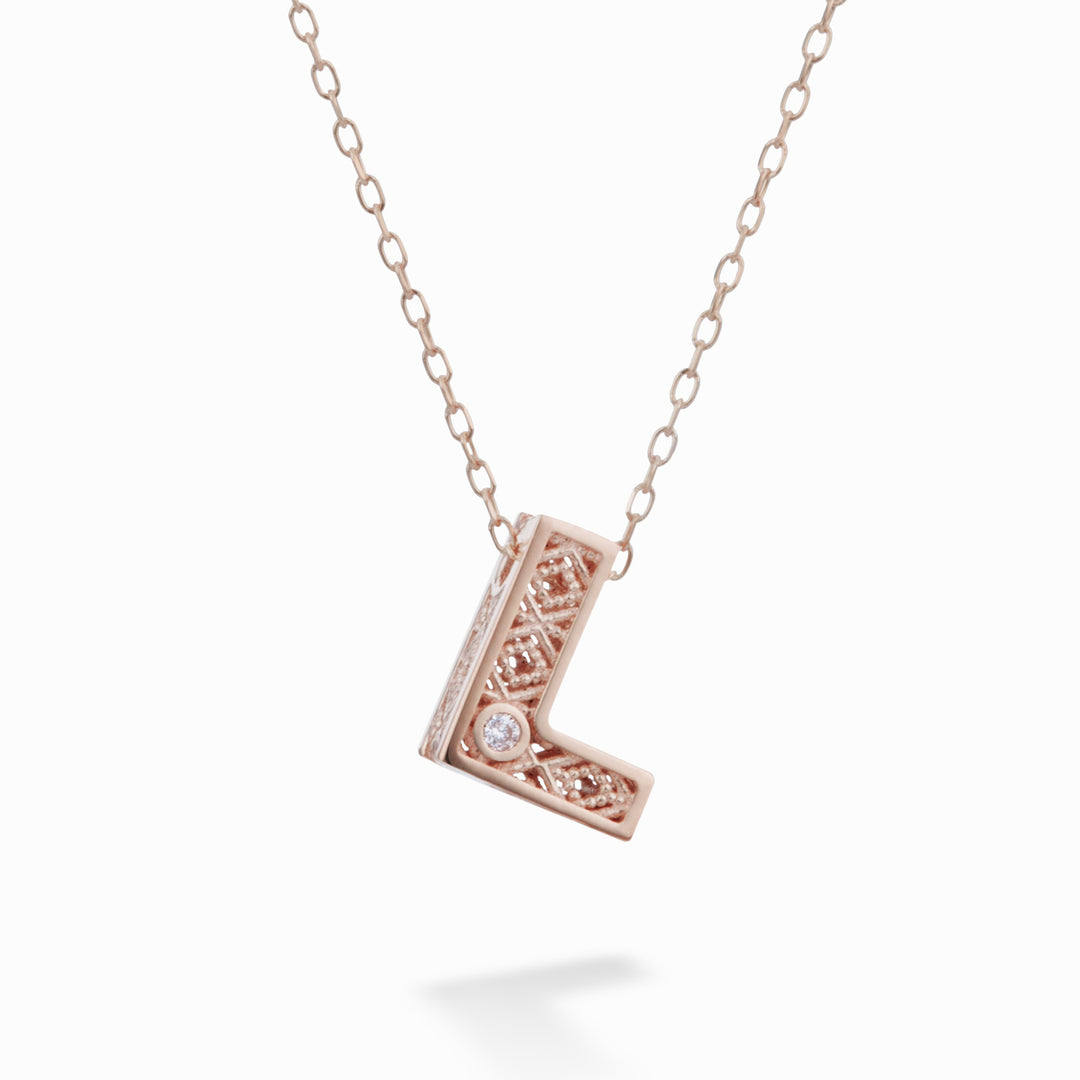 Mikiko cl 18k lettre l or rose diam. ct.0,01 MDLETLO3