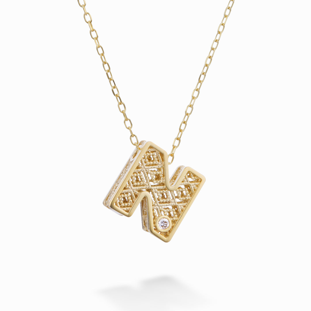 Mikiko cl 18k Buchstabe N Gelbgold Durchm. ct.0,01 MDLETNO1