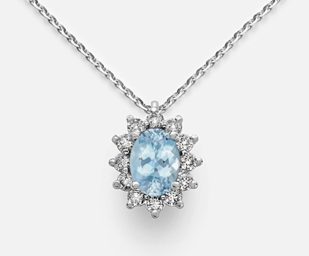 Mikiko cl 18k ovaler Aquamarin 7x5 ct.0,50 Durchm. 0,30 ct MD5048O4AM