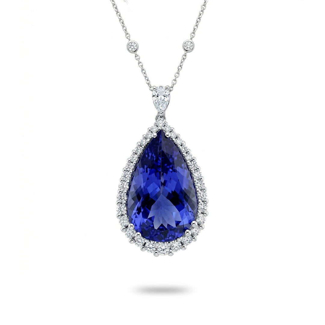 Golay tanzanite necklace drop 13.61ct with contour PCL098DITZ1-26083110157