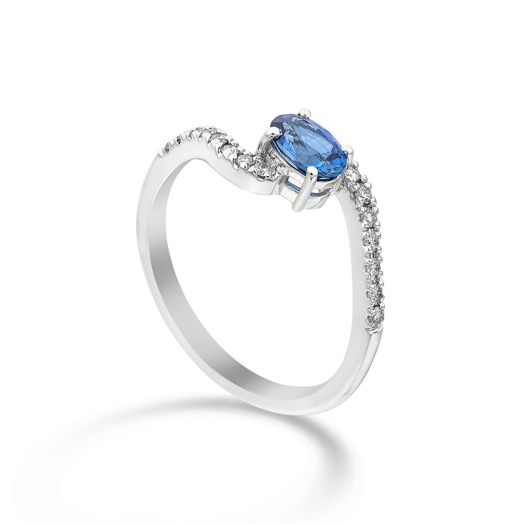 Bague saphir ovale Golay 5x4 avec tige en "s" encastré ACLG434DIZB54-24086110106