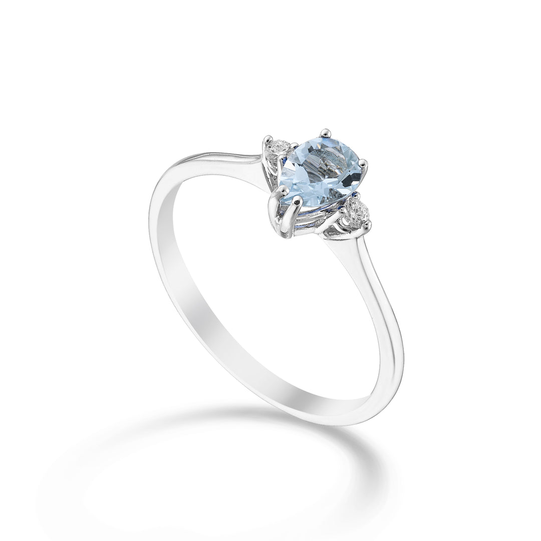 Mikiko, ein 9-Karat-Aquamarin-Tropfen 6x4 und seitliche Diamanten MA5217R4AM