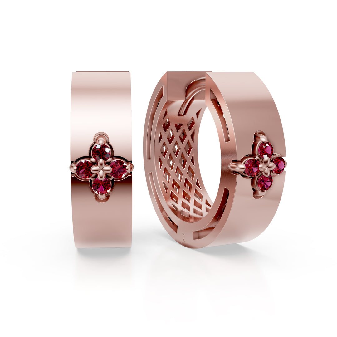 Golay orecchini cerchio rubini satinati rosa small OFFI04RUSR16