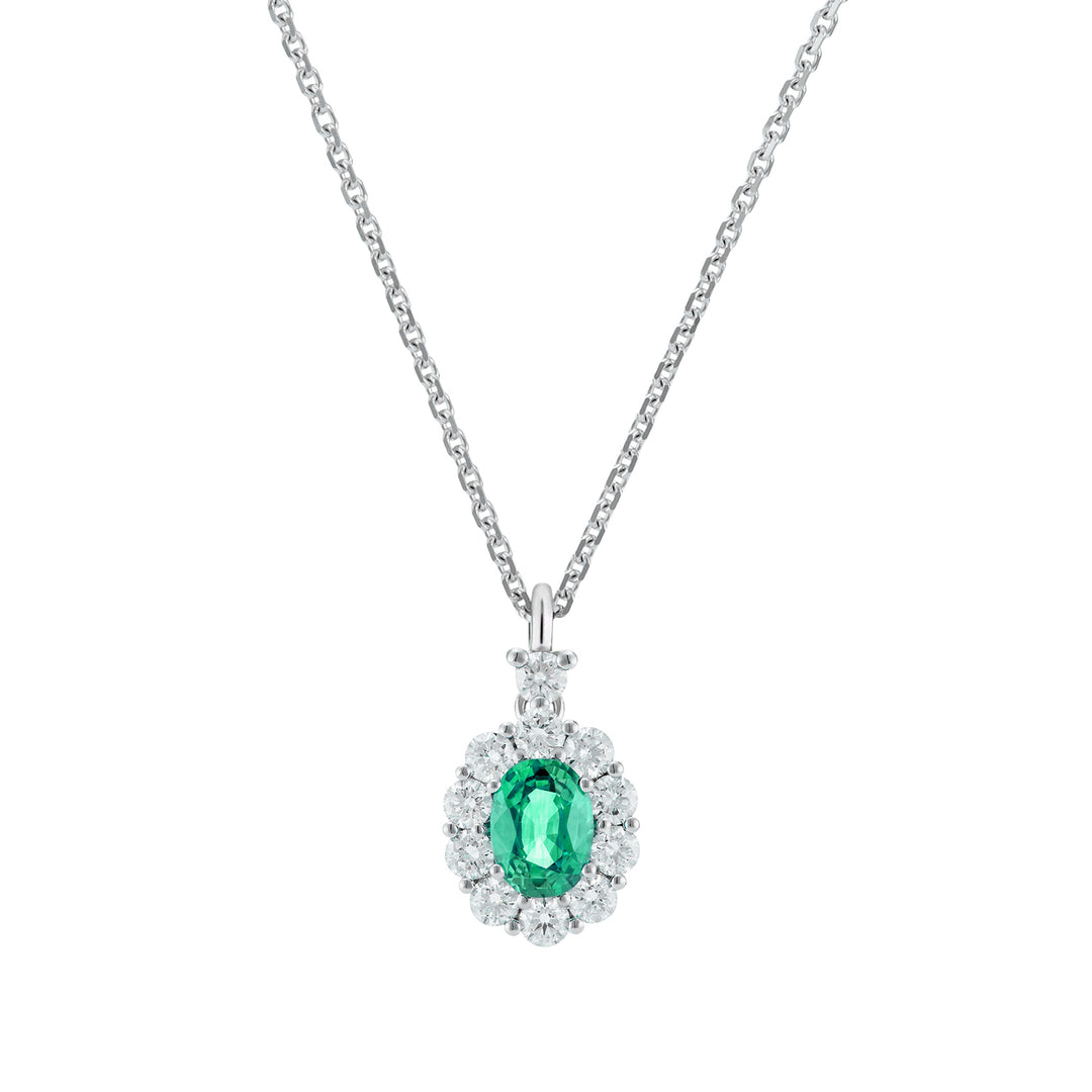 Golay 5x4 oval emerald necklace and diamond outline PCL041DISM1-26111110403