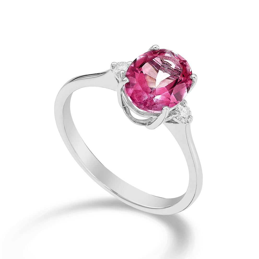 Mikiko, ein ovaler rosa Topas aus 18 Karat, 7x9 ct.2,10 Durchm. ct.0,08 MA5143O4TPPK