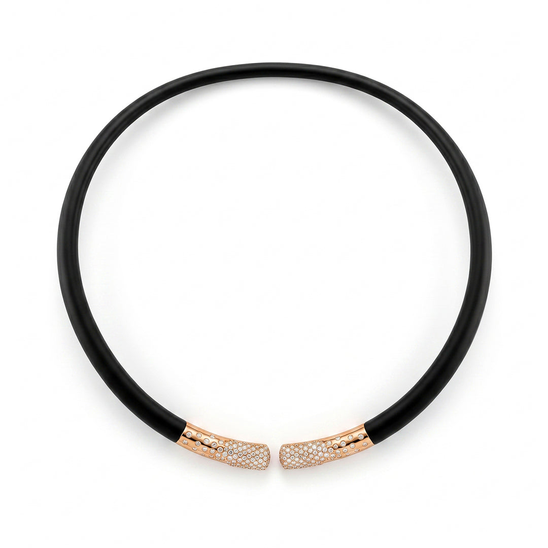 Golay collana in titanio nero ed elementi in oro rosa 18k, pavettati con diamanti sull&