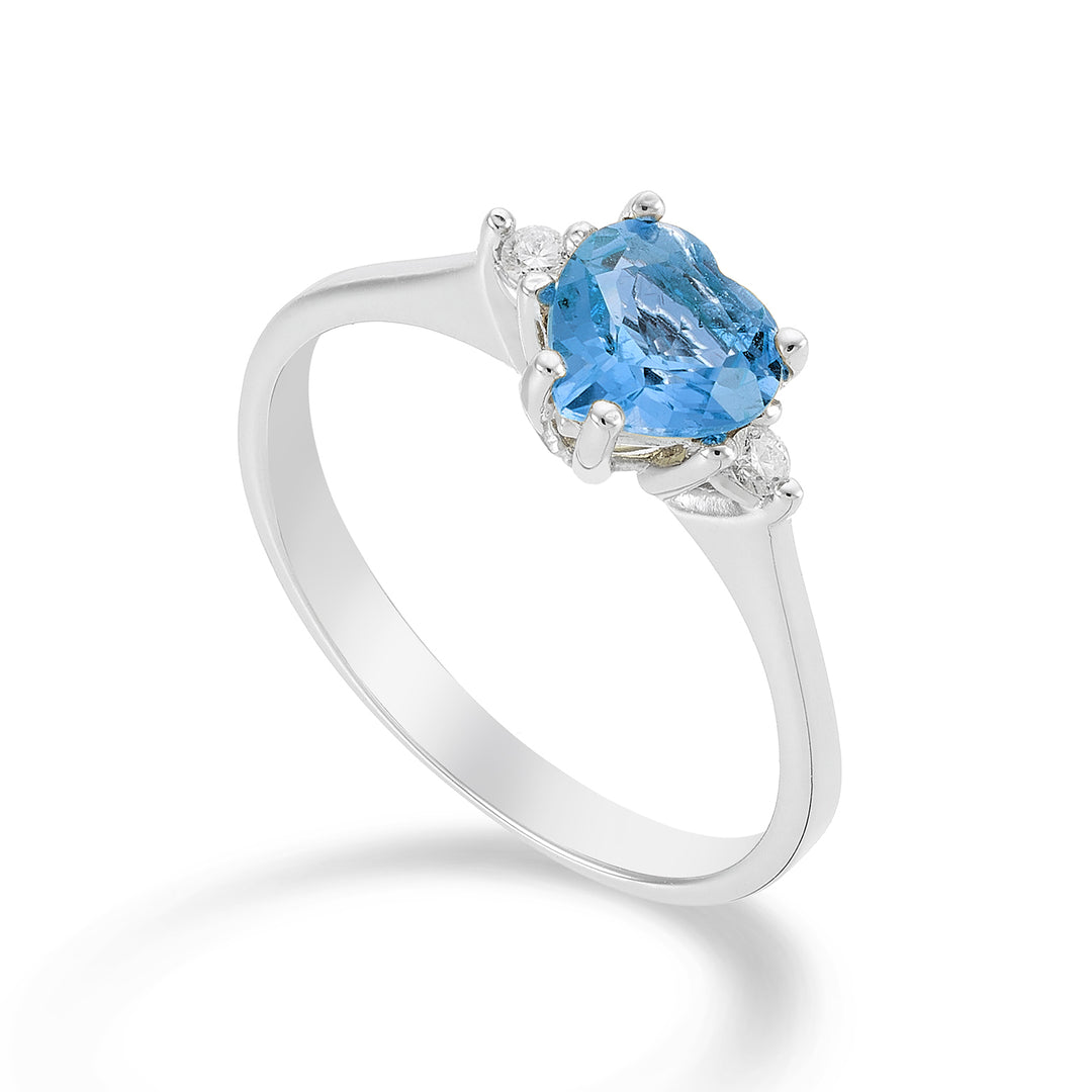 Mikiko un cœur de topaze bleue 18 carats 6x6 ct.1,00 diam. ct.0,04 MACL198DITPAZ66O4