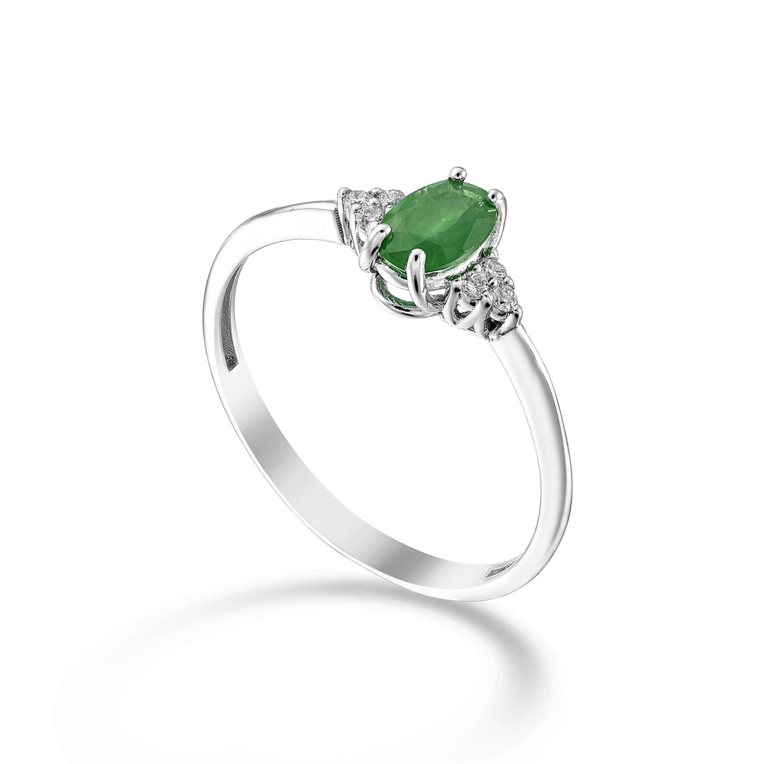 Nihama une émeraude ovale 18 carats 6x4 et diamants latéraux NA5211O4BE