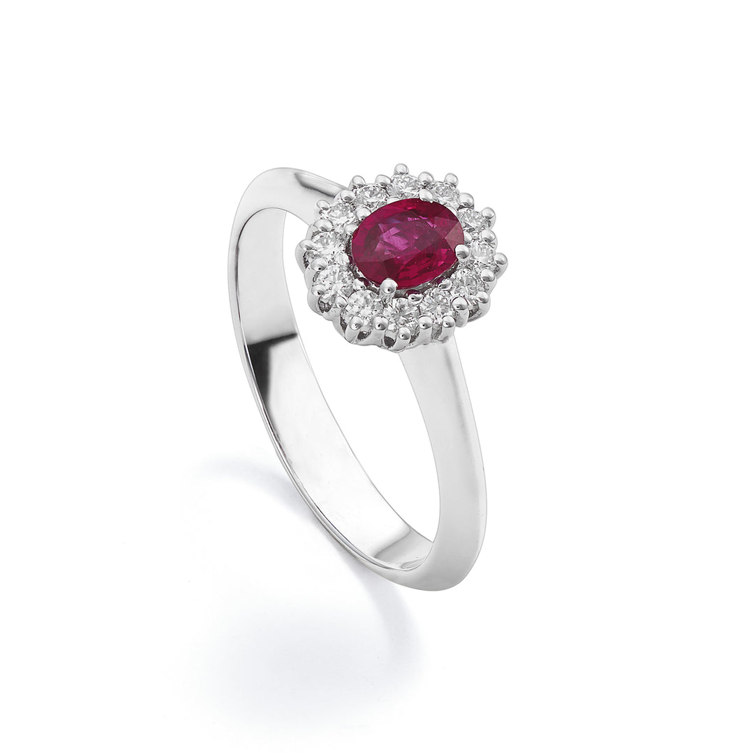 Golay anello con rubino ovale 6x5 e diamanti a contorno ACL121DIRU56-22124110006