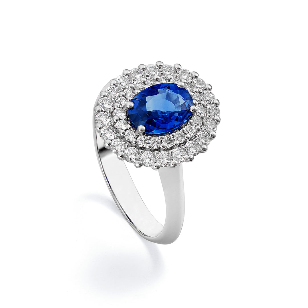Bague Golay avec saphir ovale 7x5 et double contour ACLC128DIZB57-22192110062
