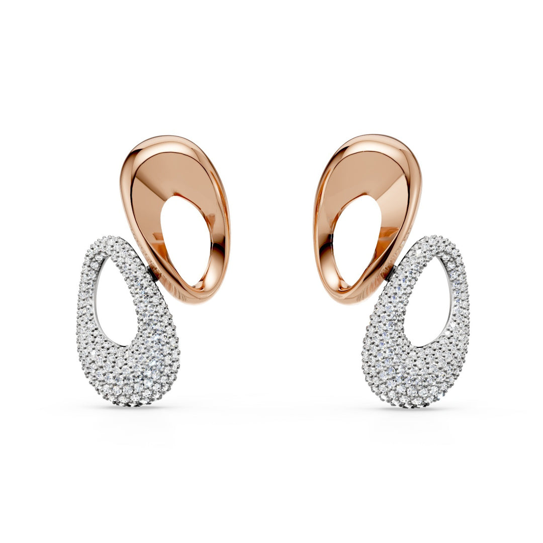 Golay zweifarbige weiße und rosa Ohrringe, Pavé auf Weiß OD588DBR-25024110310