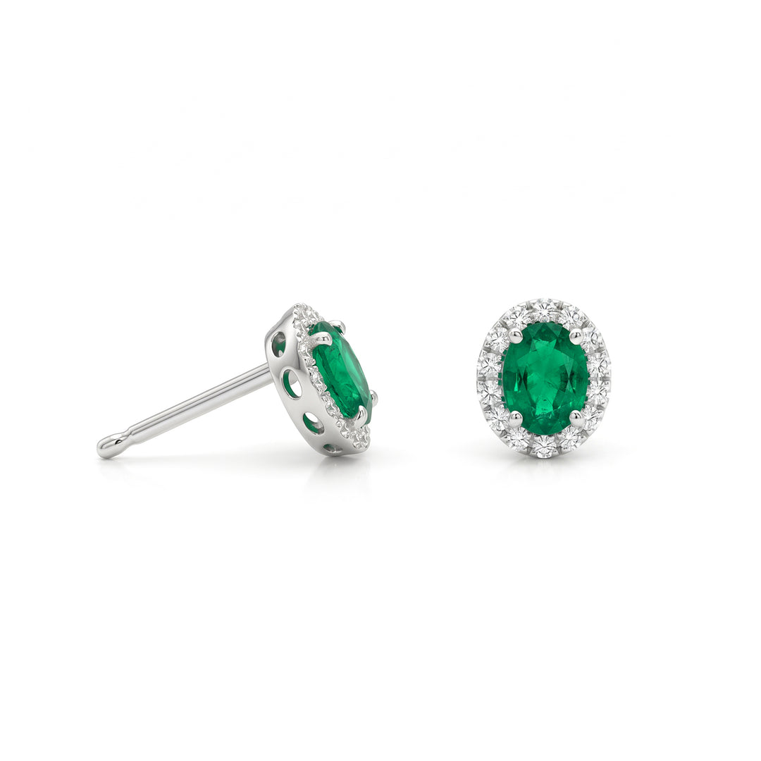 Nihama oder 18 Karat ovaler Smaragd 5x4 mit Diamantumrandung NO5184O4SMN