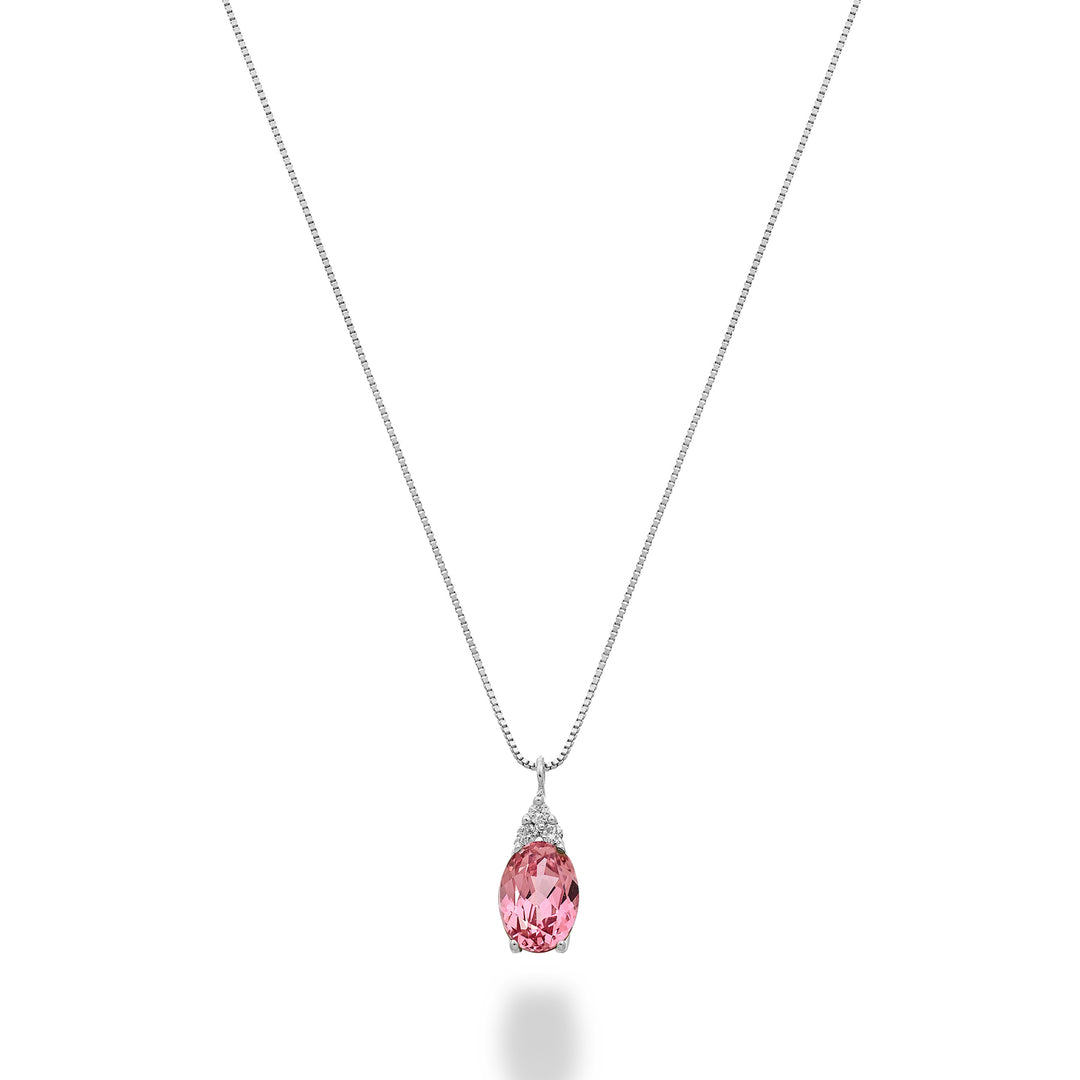 Mikiko cl 18k saphir rose ovale 6x4 avec trois diamants MD5188O4ZFRP