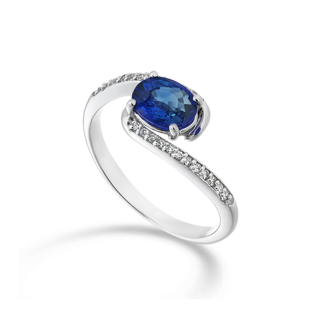 Mikiko un saphir 18k n. ovale 7x5 ct.1,05 diam. ct.0,085 MA5101O4ZFN105
