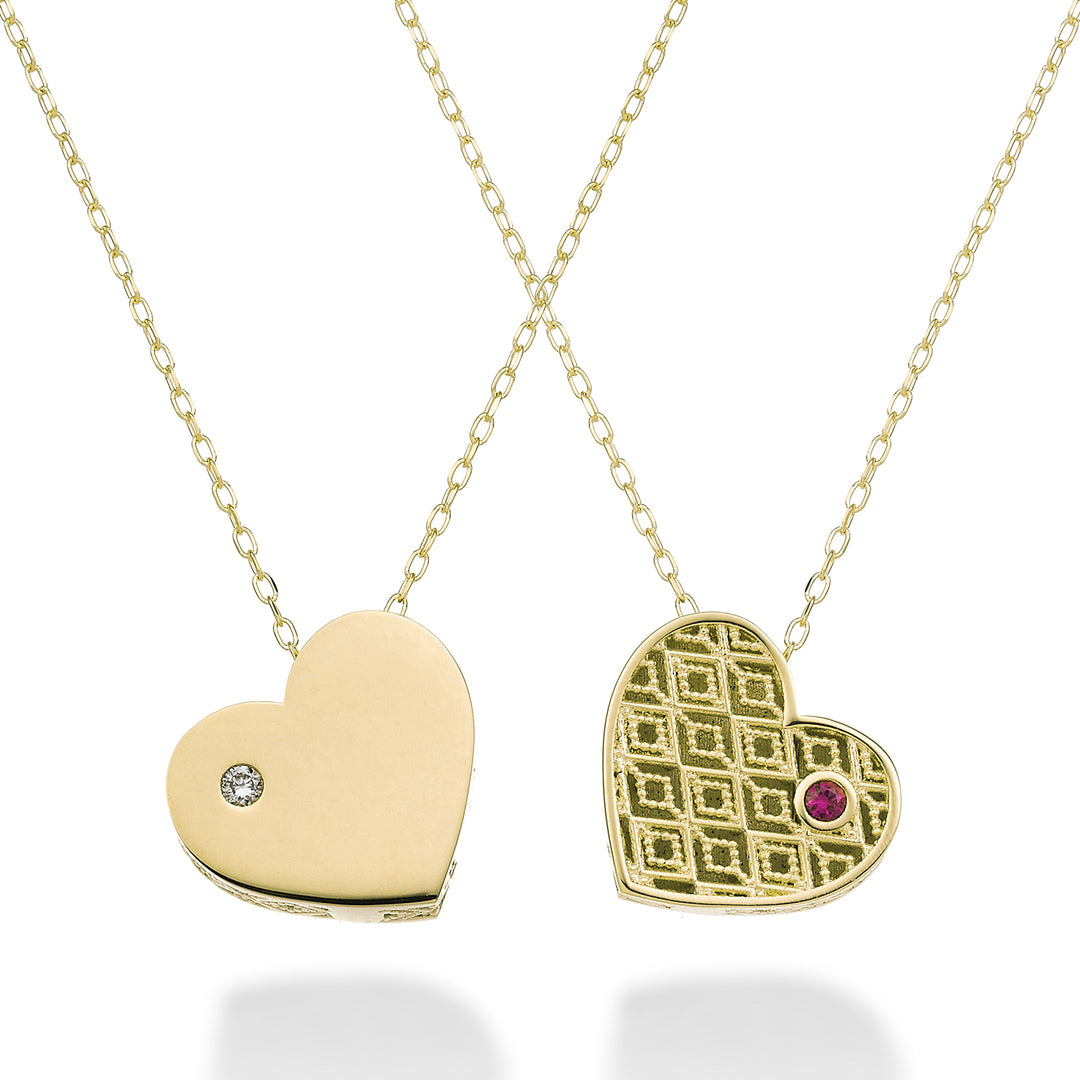 Nihama cl 18k coeur moyen une face or jaune poli diam. Rubis 0,01 ct 0,01 ct NDHEARTMLO1