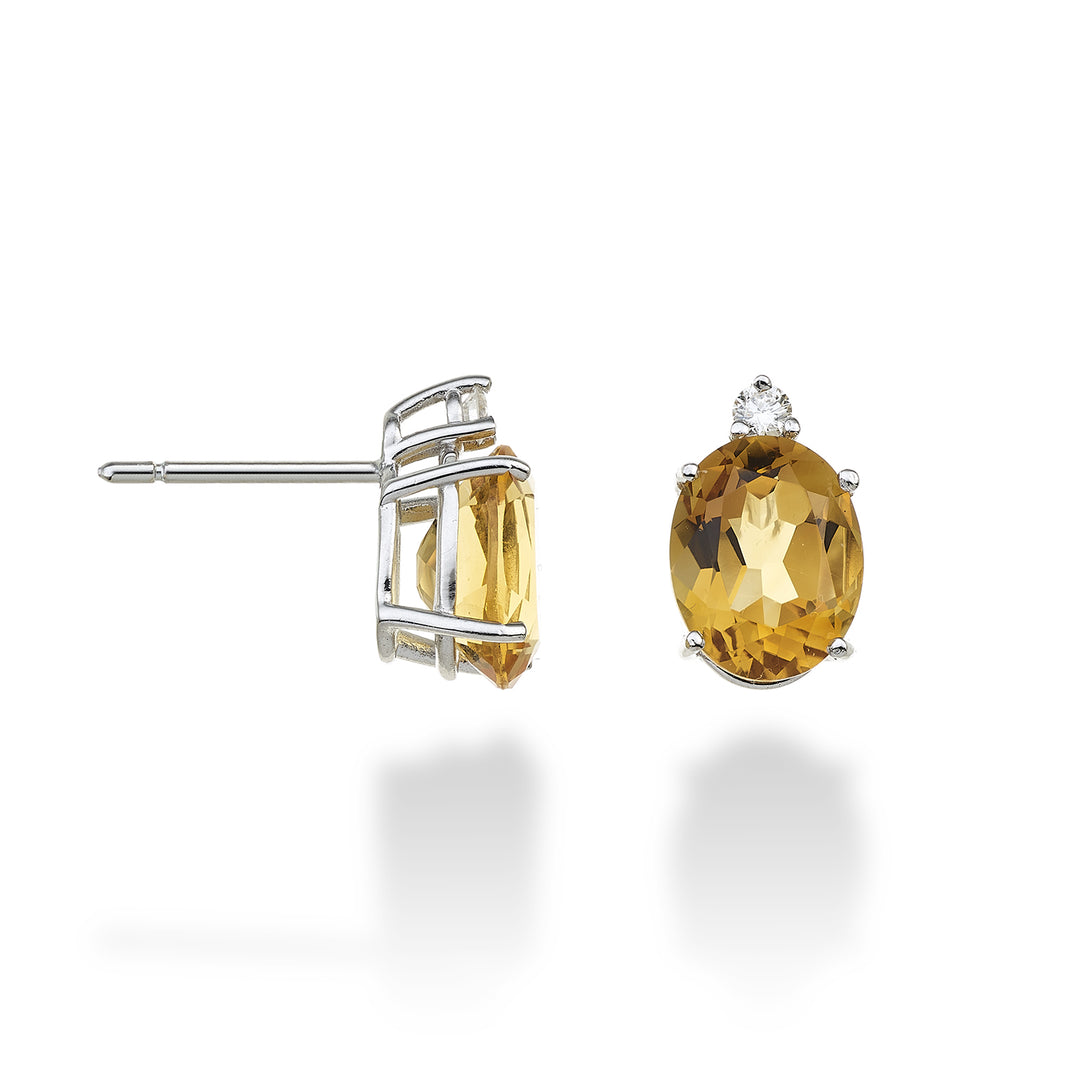 Nihama ou citrine ovale 18 carats 7x9 ct.3,30 diam. 0,08 ctNO5080O4CITR