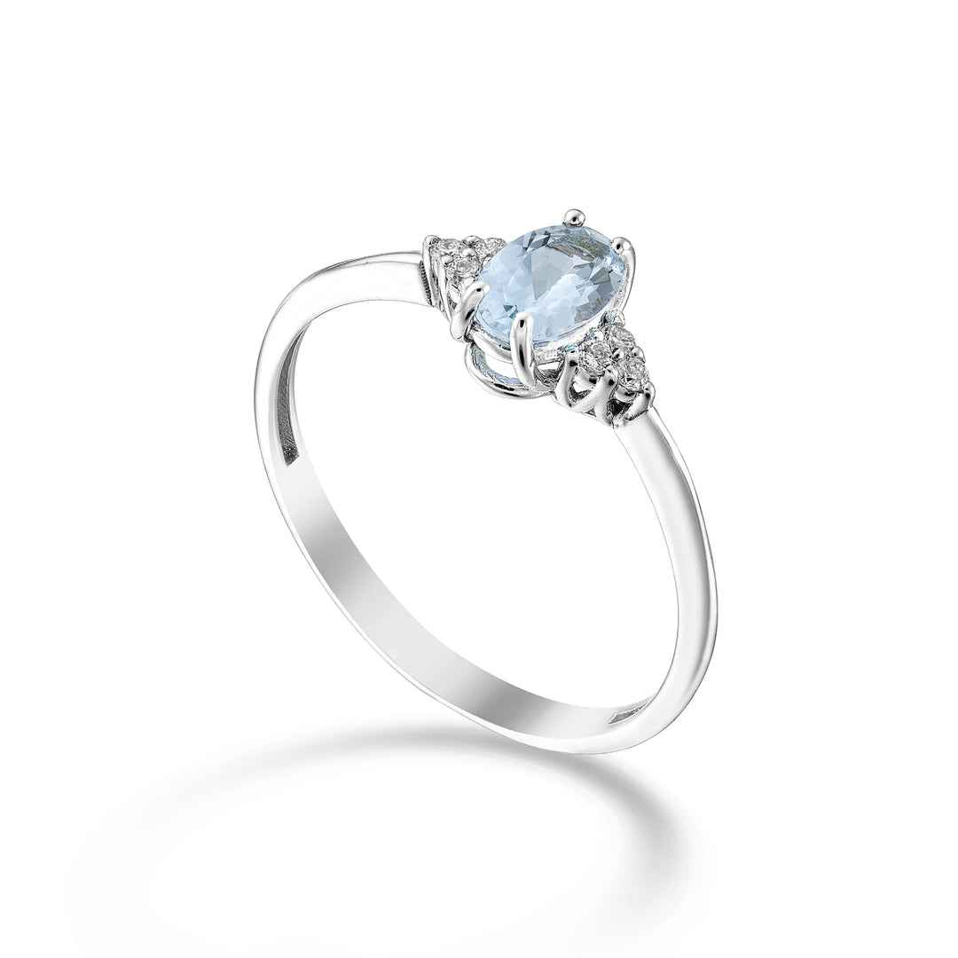 Mikiko une aigue-marine ovale 9 carats 6x4 et diamants latéraux MA5211R4AM