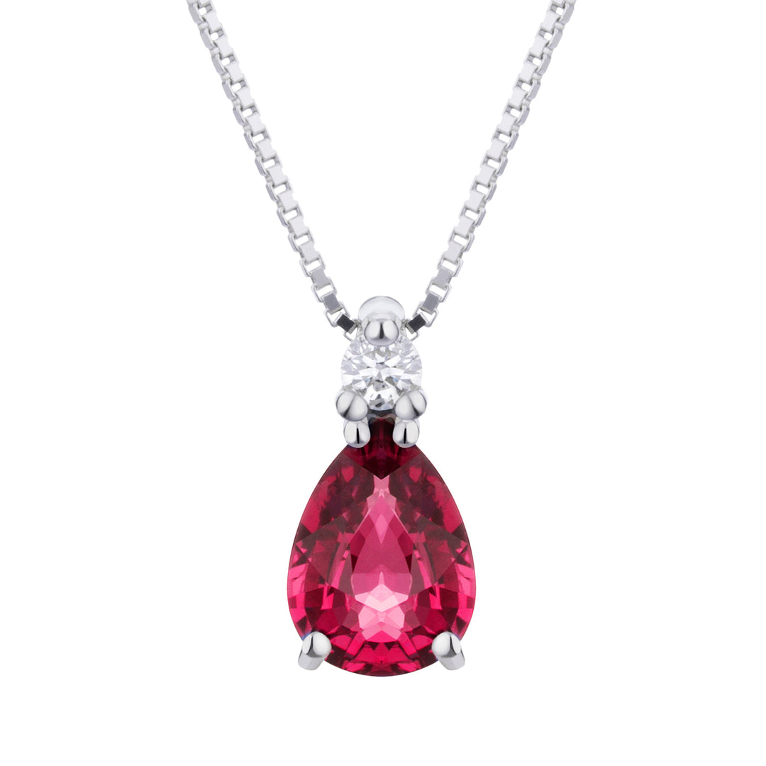 Golay necklace ruby drop 6x4 and diamonds PCL491DIRU1-19126110076