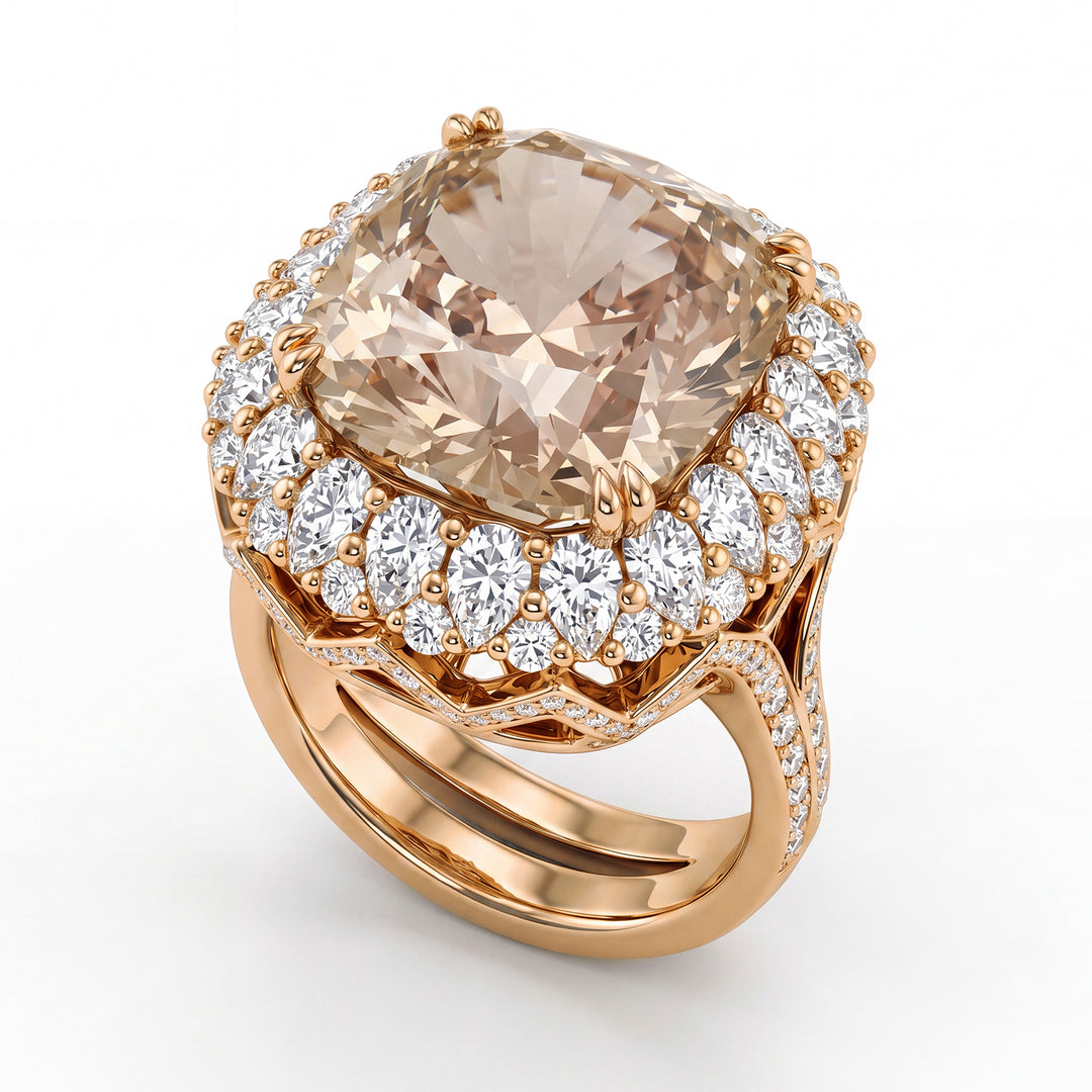 World Diamond Group brown diamond ring 12.20 ct and drops APU047WDBWR-16015110056