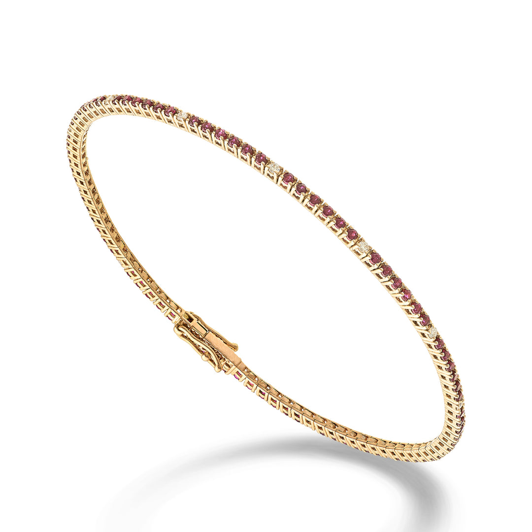 Nihama br tennis 18k rubies 1.05 ct diamonds 0.13 ct 17.2 cm rose gold-94 settings NBTF0011RBRDIO3
