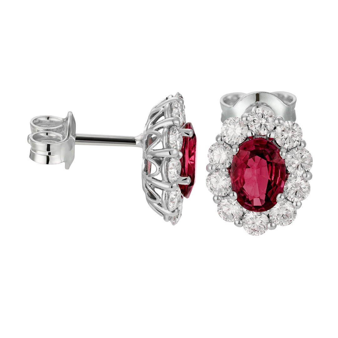 Golay oval ruby earrings 7x5 and diamonds OCL045DIRU-23321110203
