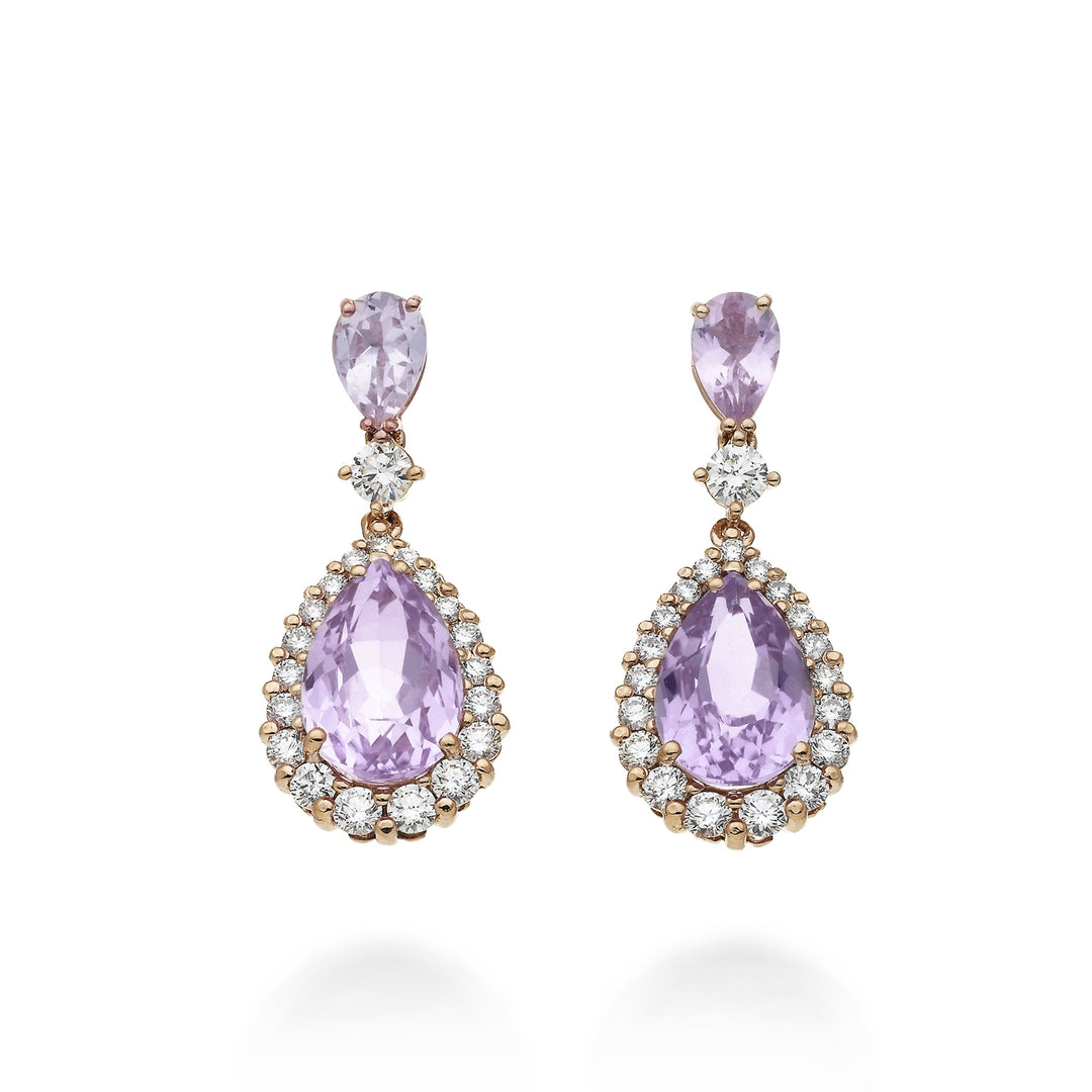 World Diamond Group Ohrringe Kunzit Tropfen 10x7+Morganit Tropfen 6x4 OCL093DIKZMO-21284110077