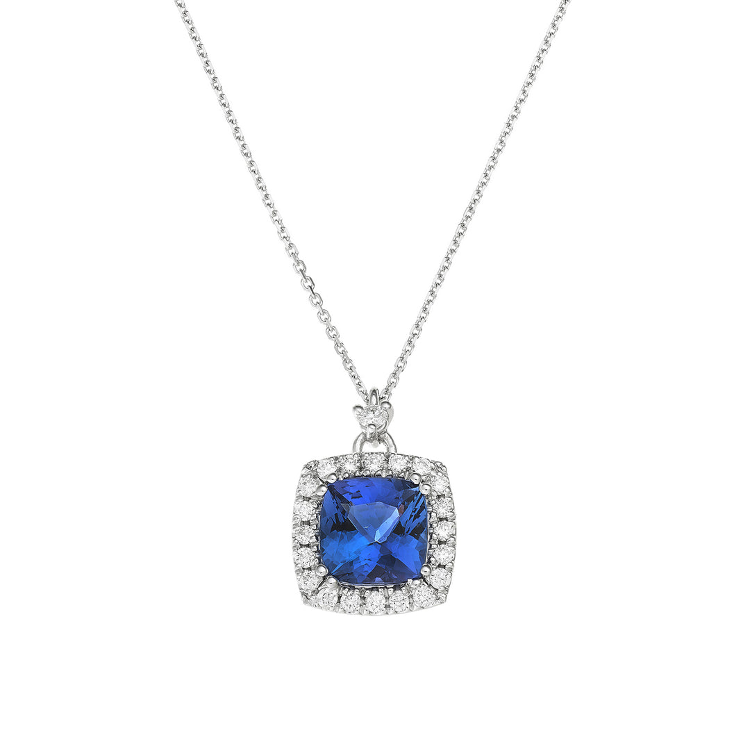Golay tanzanite cushion necklace 7x7 and diamonds PCL076DITZ77-23073110014