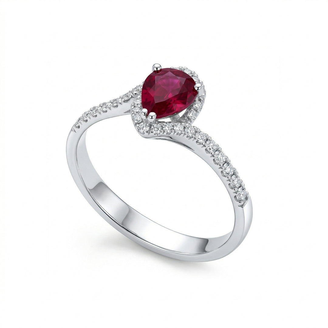 Bague goutte rubis Golay 7x5 avec contour ACLC028WDIRU-17335110145