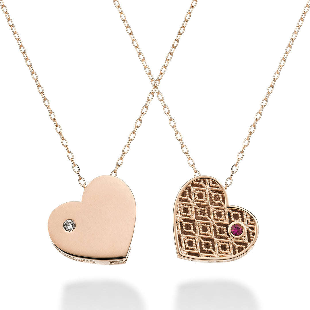 Nihama cl 18k mittelgroßes Herz, einseitig poliertes Roségold, Durchm. 0,01 ct Rubin 0,01 ct NDHEARTMLO3