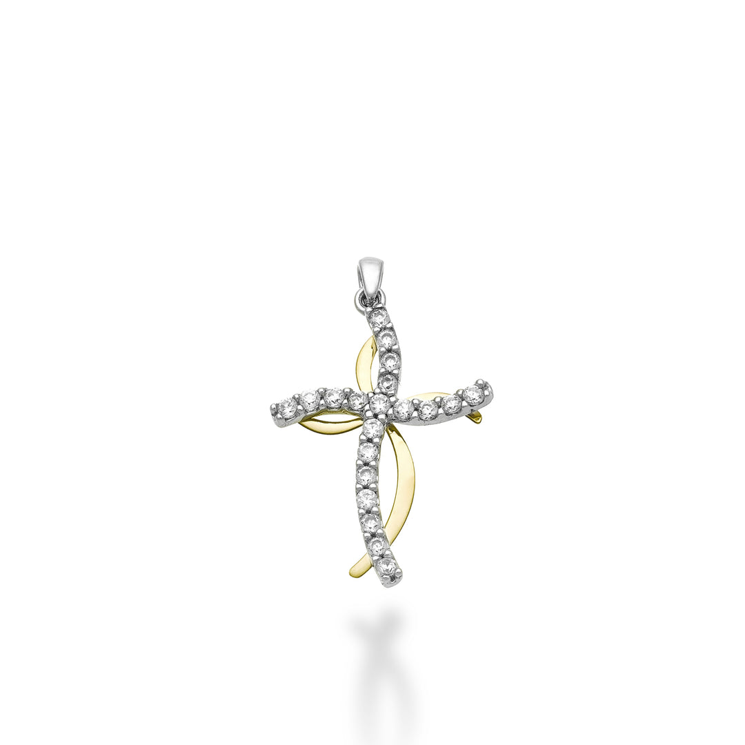 Nihama pe 18k 0,18 ct croix or blanc/jaune 1,9 cm NP5012O7BR018