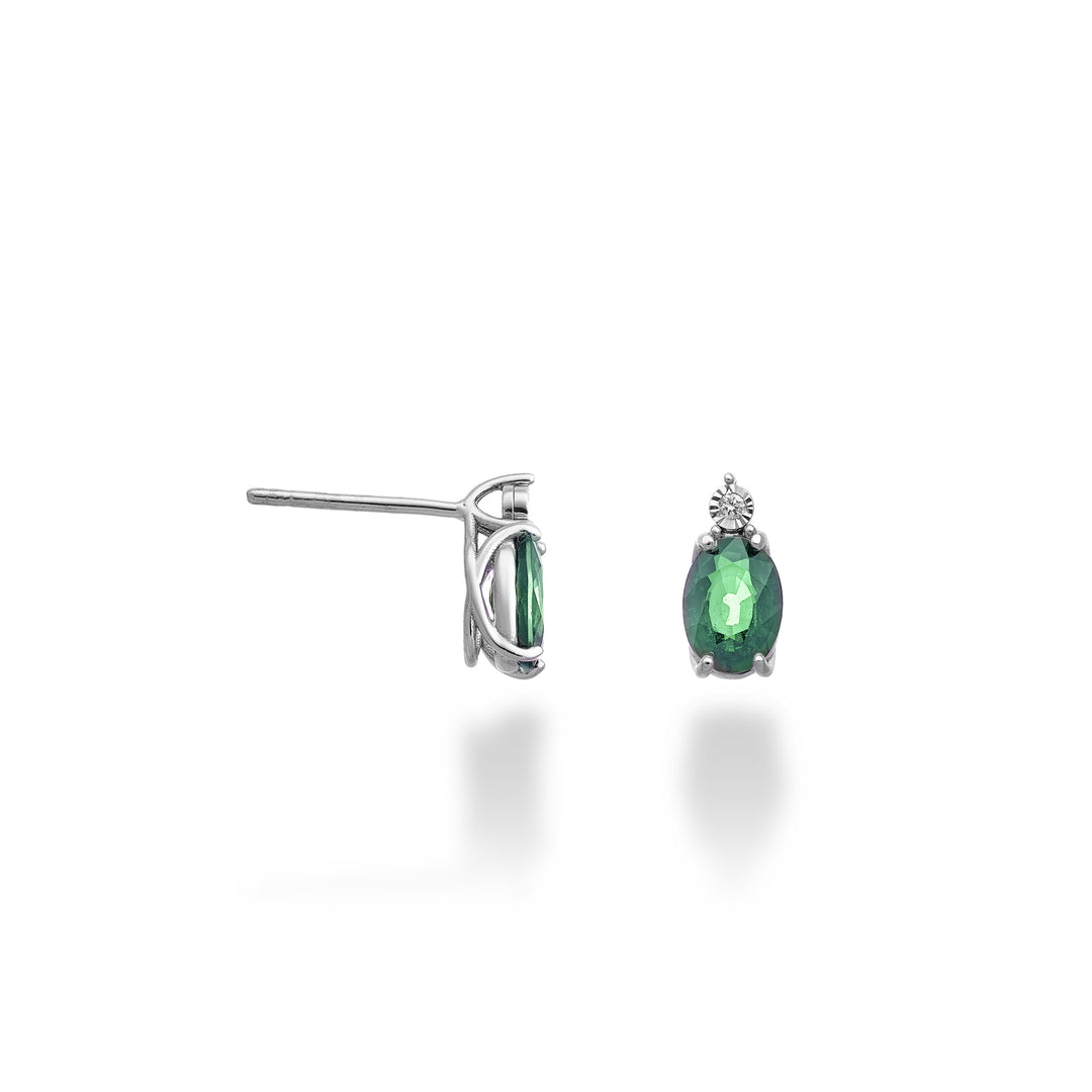 Mikiko or 18k oval emerald 7x5 with diamond MO5176O4BE