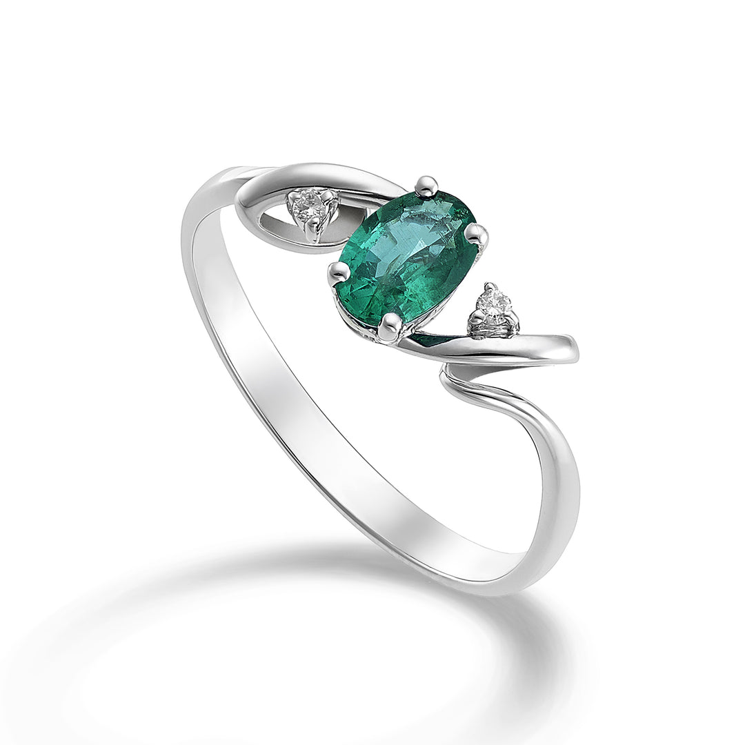 Nihama an 18k emerald n. oval 6x4 ct.0.50 diam. ct.0,02 NA5057O4SMN050