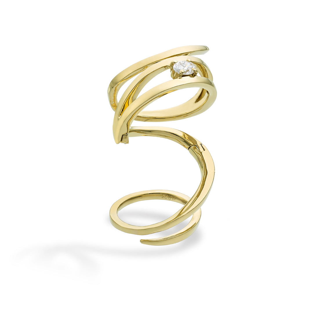 Golay-Schlangenring mit einem einzelnen ovalen Diamanten, gelb ASNAKE12DG-25318110216