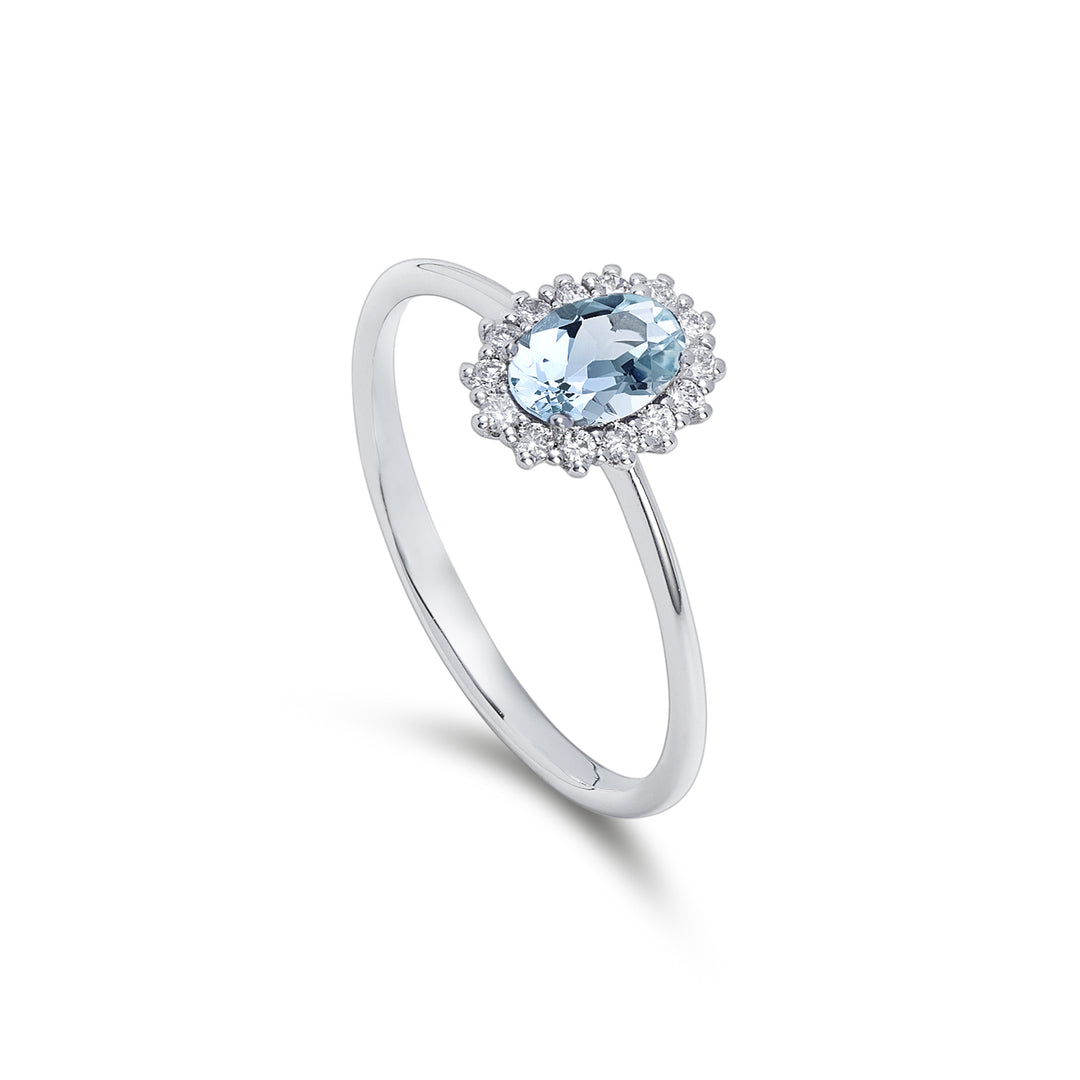 Nihama an 9k oval aquamarine 6x4 ct.0,30 diam. 0.13 ct NA5141R4AM