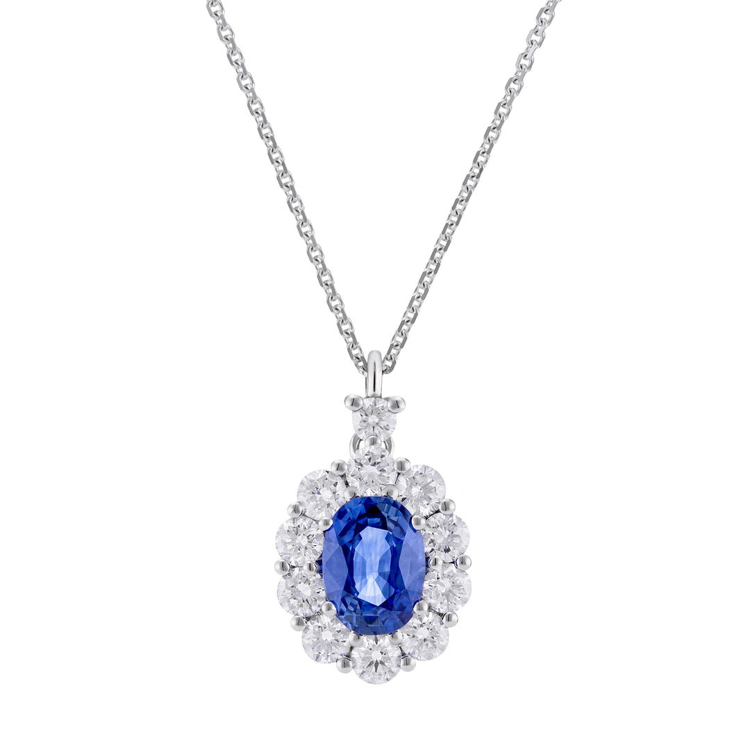 Golay oval sapphire necklace 7x5 and diamond outline PCL045DIZB1-23255110003